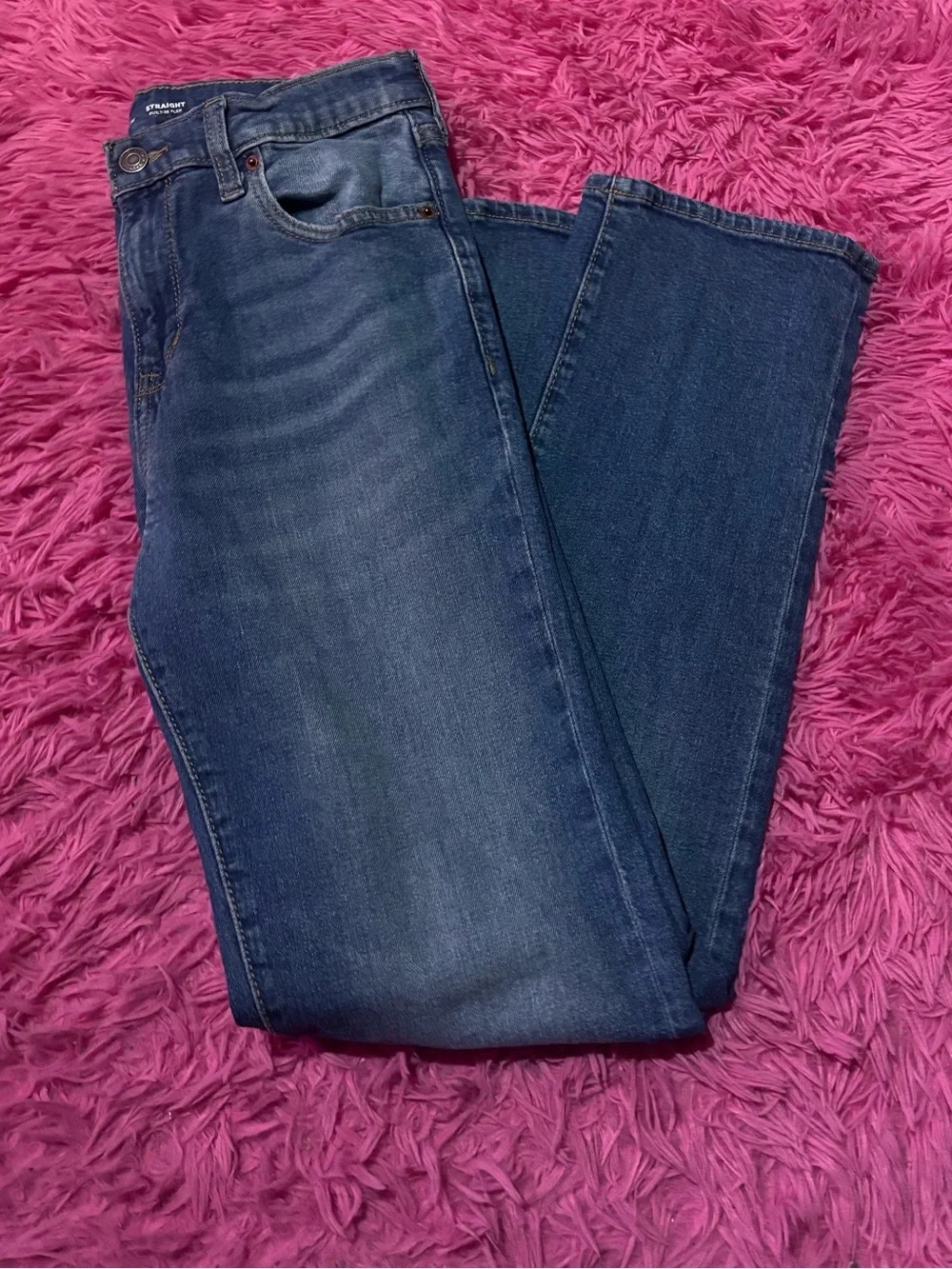Straight-Leg Built In Flex Jeans in Light Blue Wash